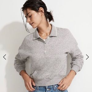 Madewell Betterterry Crop Polo Sweatshirt Small